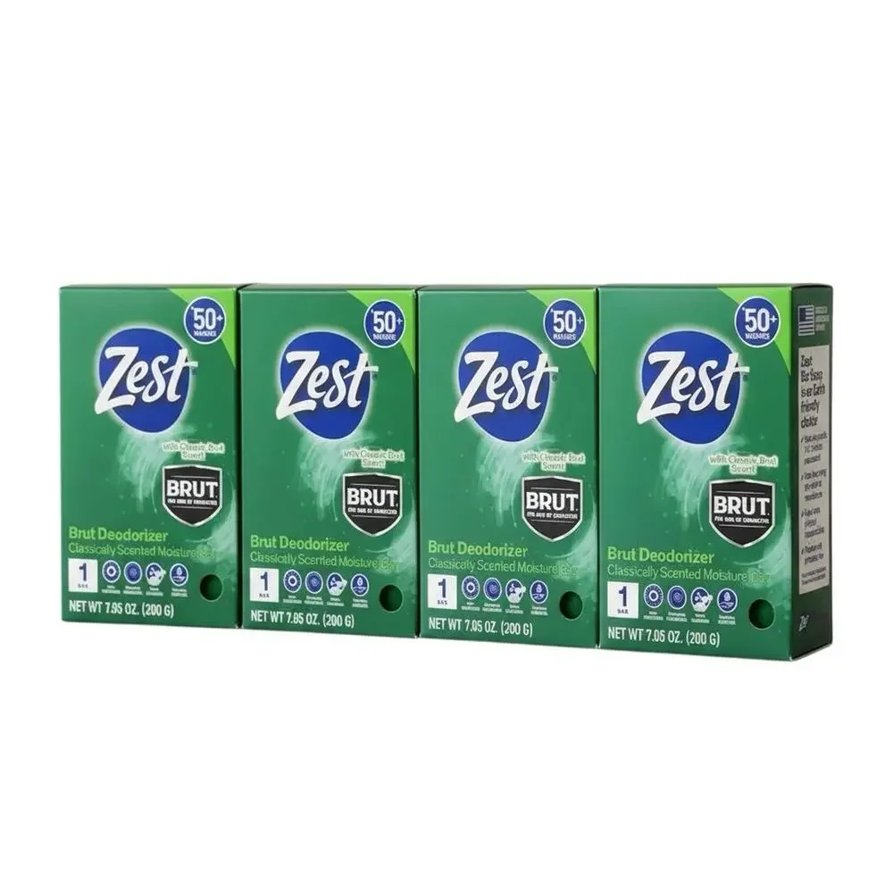 Zest Brut Deodorizer Classically Scented Moisture Bar 7.05 oz 4 Bars Total Men’s